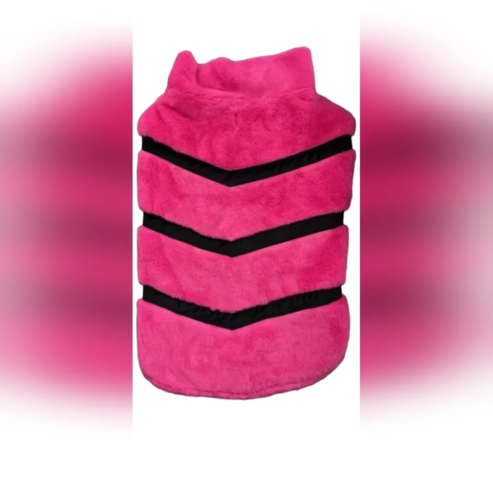 Berkshire - NEW Size Large Vibrant Pink & Black Faux Fur Pet Coat